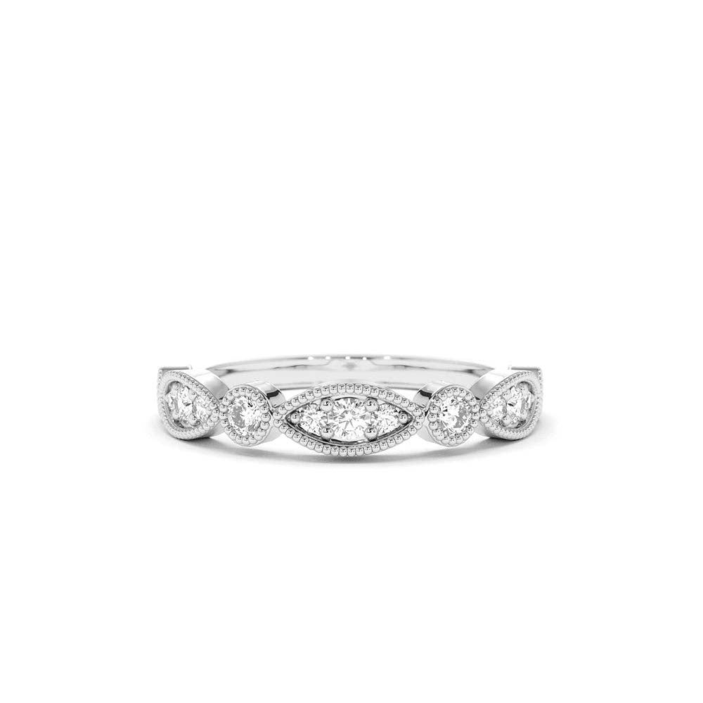 Vintage Style Diamond Wedding Ring in 14K Gold — view 4