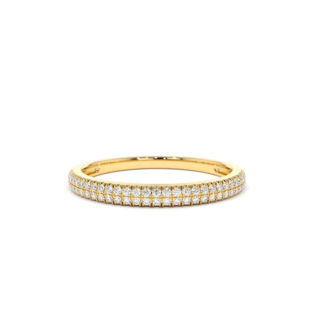Double Row Micro Pave Diamond Ring in 14K Gold — view 1