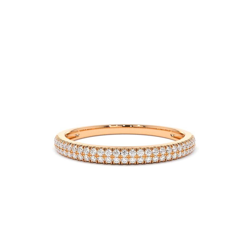 Double Row Micro Pave Diamond Ring in 14K Gold — view 5