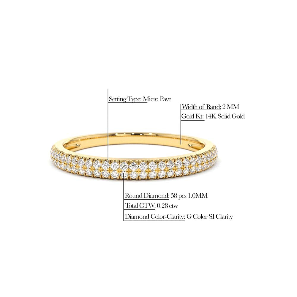 Double Row Micro Pave Diamond Ring in 14K Gold — view 2