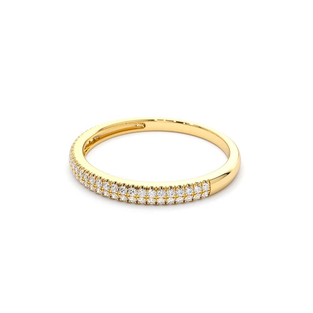 Double Row Micro Pave Diamond Ring in 14K Gold — view 3
