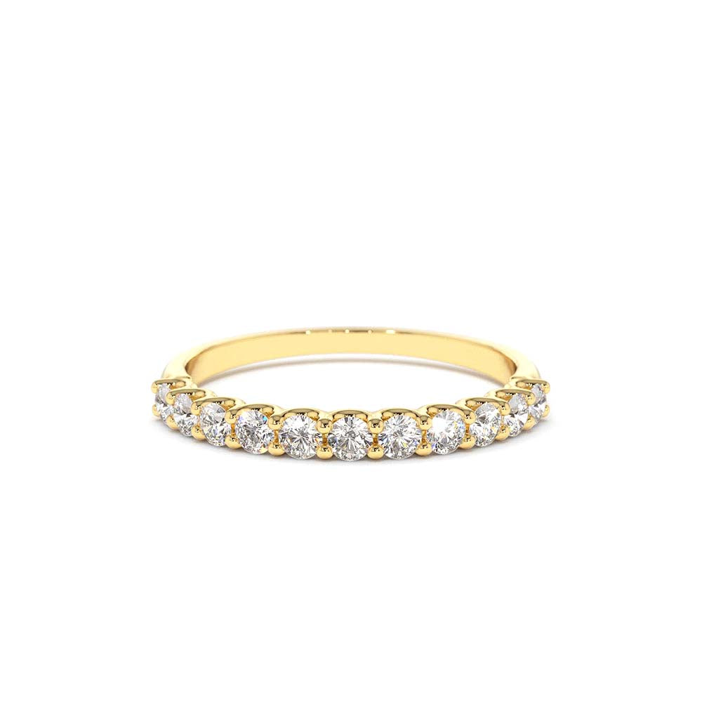 11 Stone U-Shaped Diamond Wedding Band in 14K Gold — view 1
