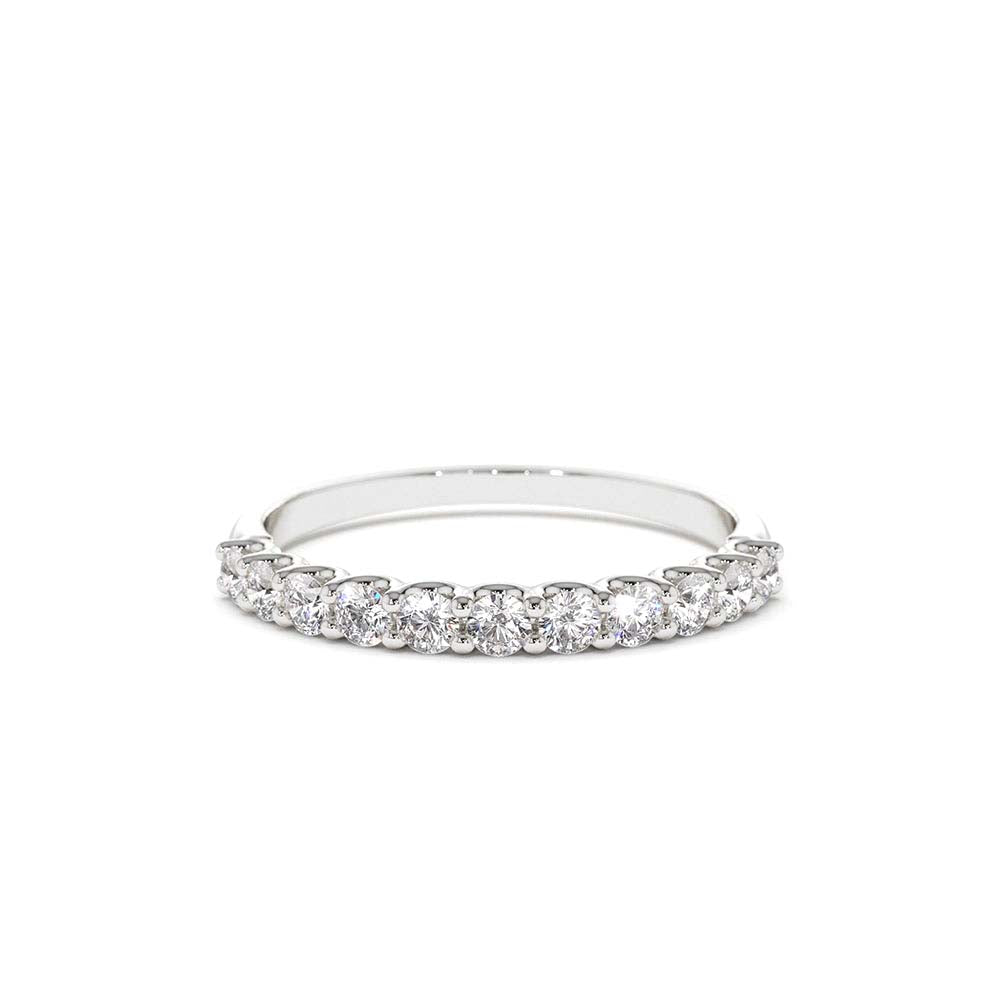 11 Stone U-Shaped Diamond Wedding Band in 14K Gold — view 4