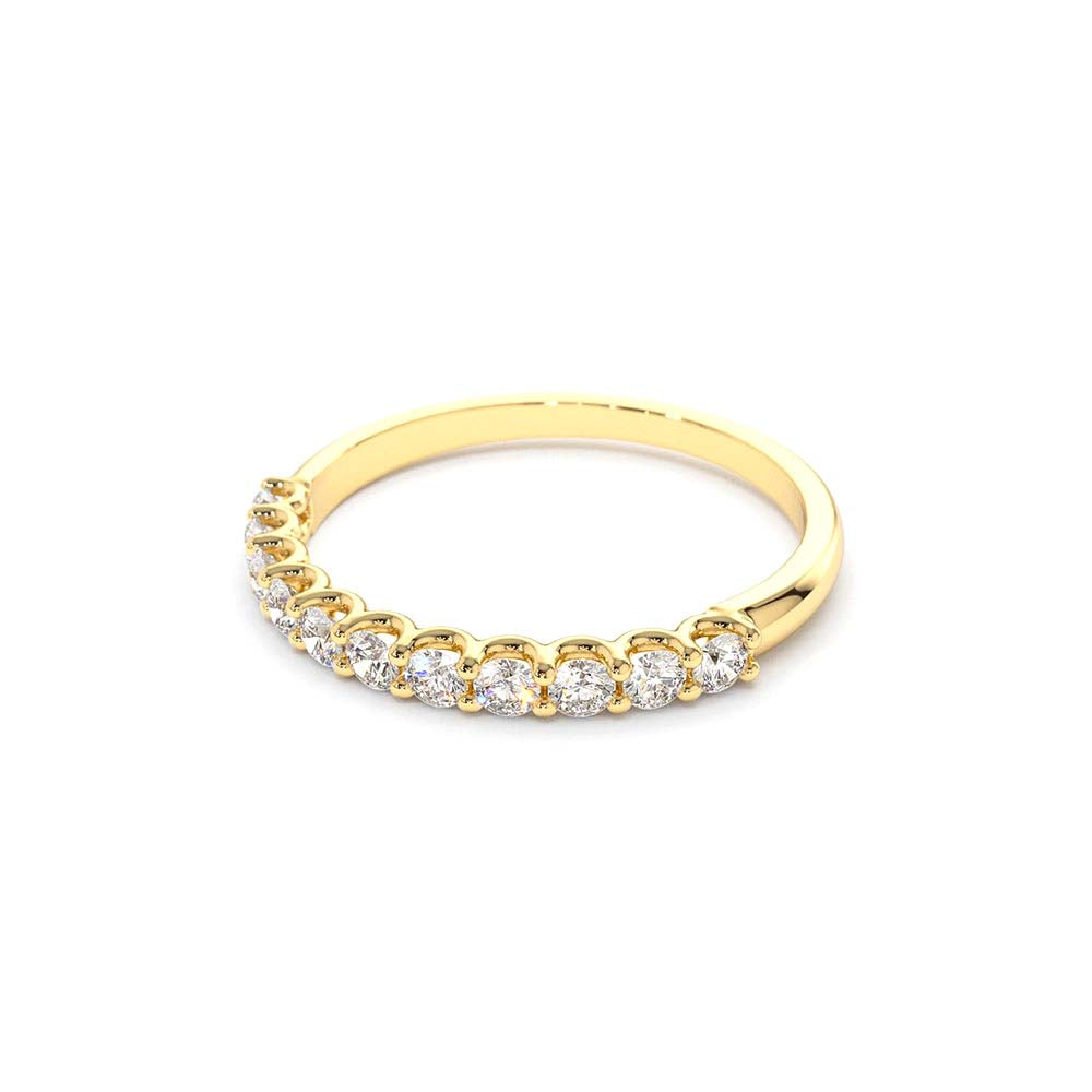 11 Stone U-Shaped Diamond Wedding Band in 14K Gold — view 2