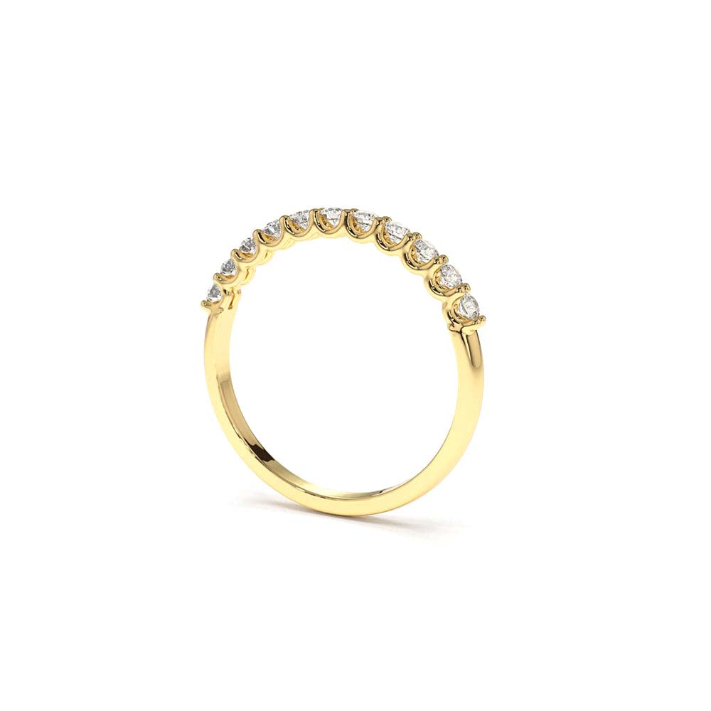 11 Stone U-Shaped Diamond Wedding Band in 14K Gold — view 3