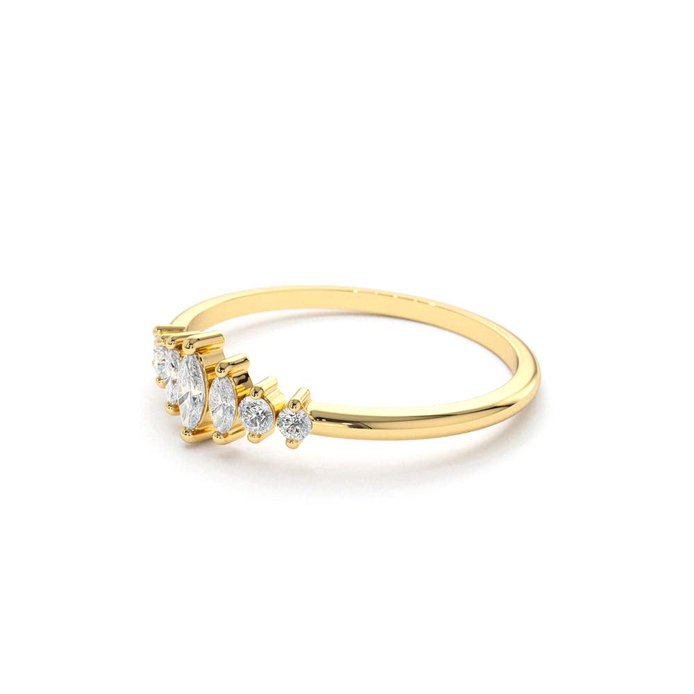 Marquise & Round Diamond Anniversary Band in 14K Gold — view 2