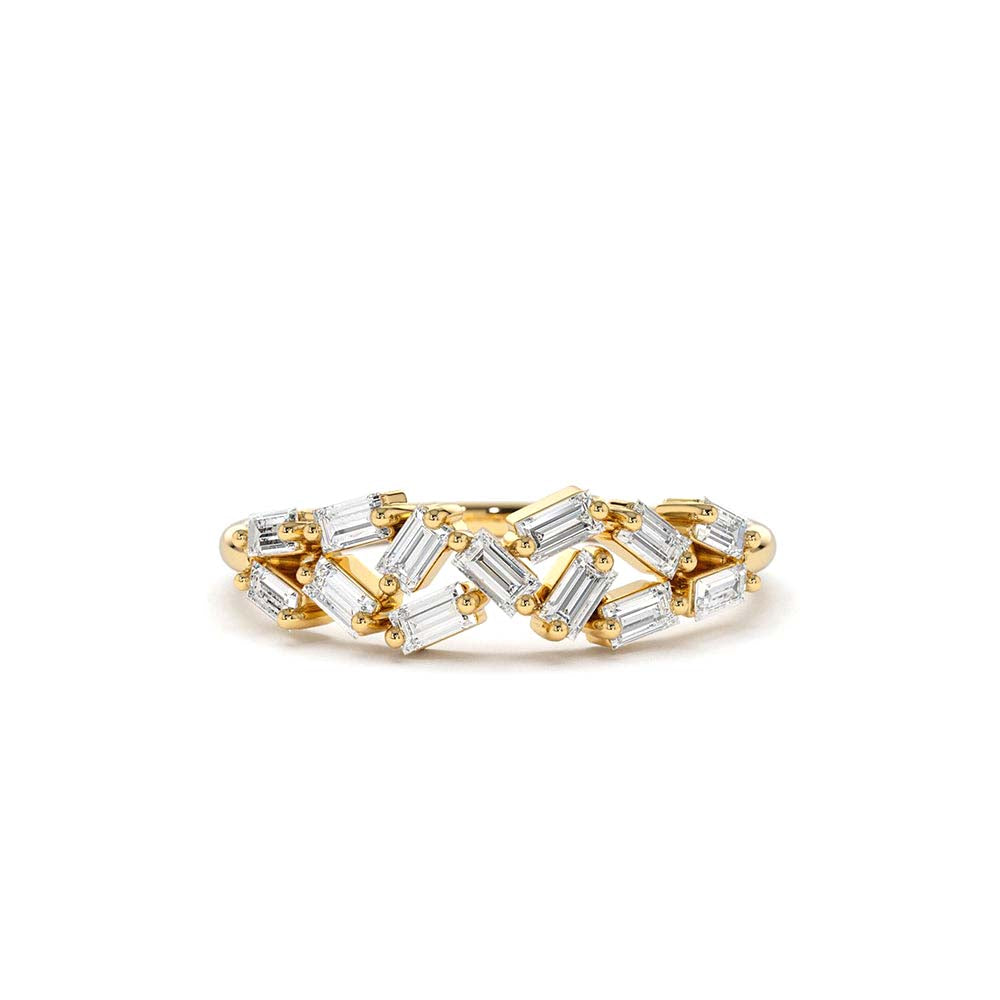 Stackable Baguette Diamond Cluster Ring in 14K Gold — view 1
