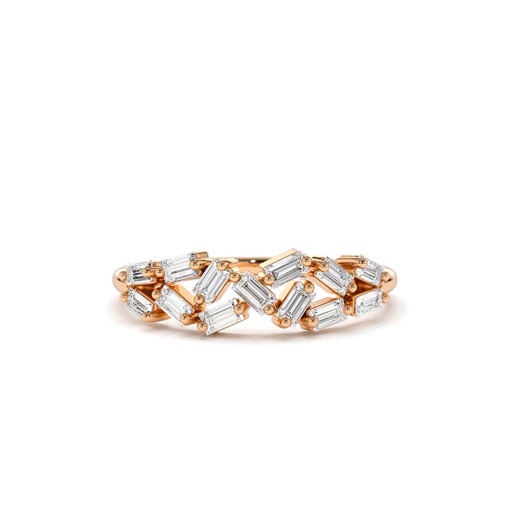 Stackable Baguette Diamond Cluster Ring in 14K Gold — view 4