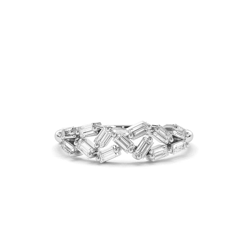 Stackable Baguette Diamond Cluster Ring in 14K Gold — view 3