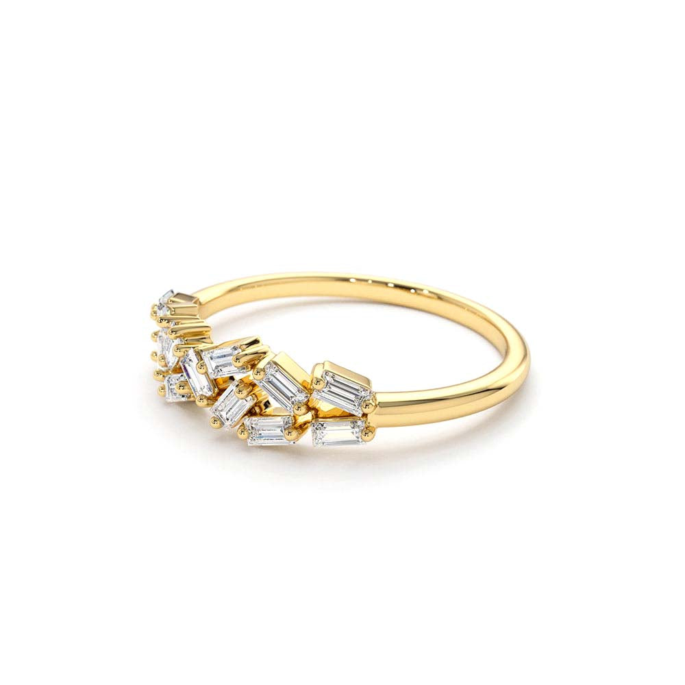 Stackable Baguette Diamond Cluster Ring in 14K Gold — view 2