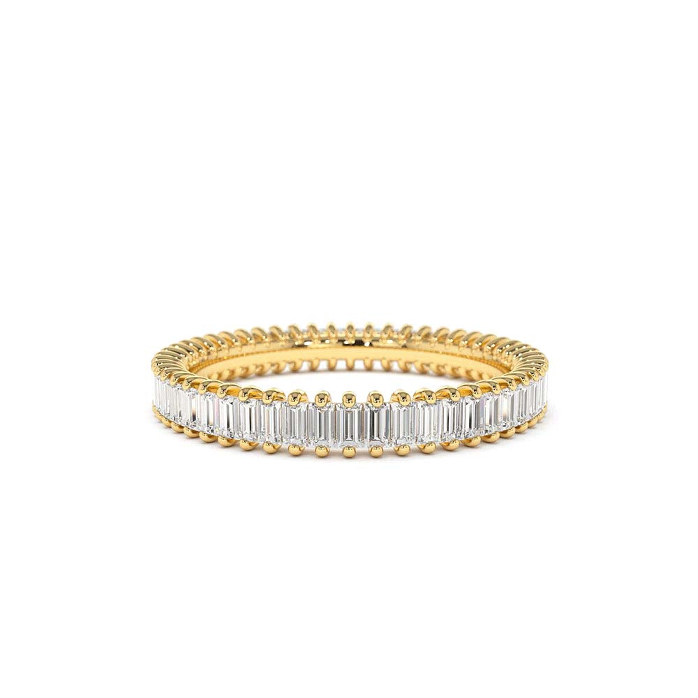 Prong Setting Full Eternity Baguette Diamond Ring in 14K Gold — view 1