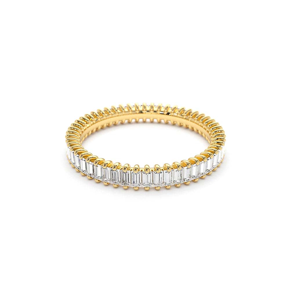 Prong Setting Full Eternity Baguette Diamond Ring in 14K Gold — view 3