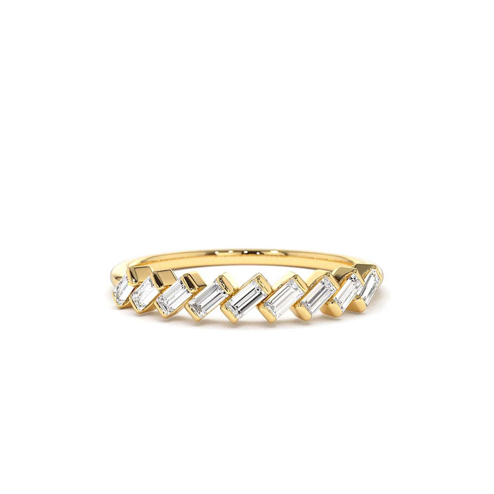 Slanted Channel Set Baguette Diamond Ring in 14K Gold — view 1