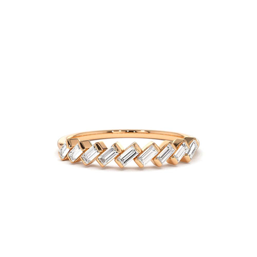 Slanted Channel Set Baguette Diamond Ring in 14K Gold — view 5