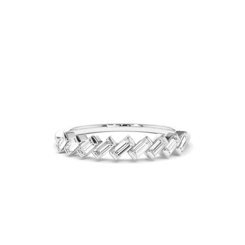 Slanted Channel Set Baguette Diamond Ring in 14K Gold — view 4