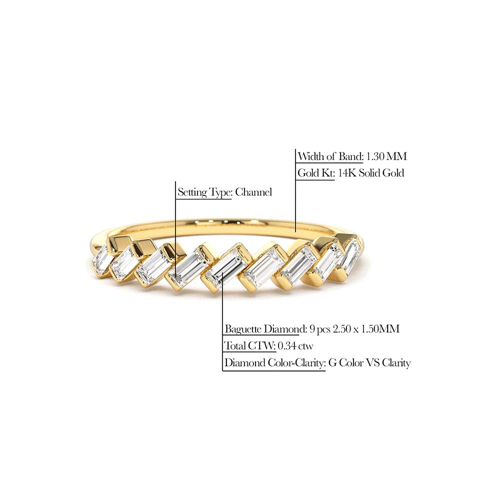 Slanted Channel Set Baguette Diamond Ring in 14K Gold — view 2