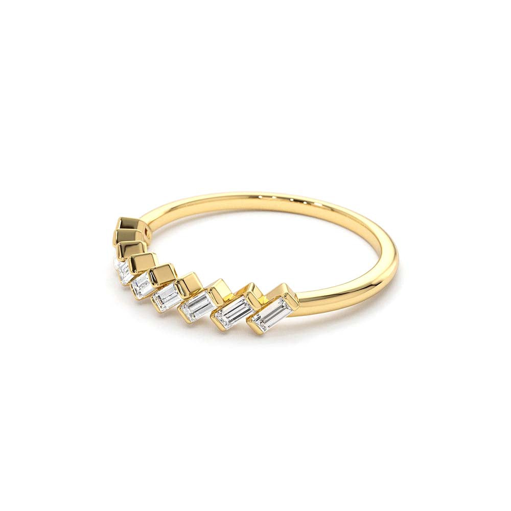 Slanted Channel Set Baguette Diamond Ring in 14K Gold — view 3