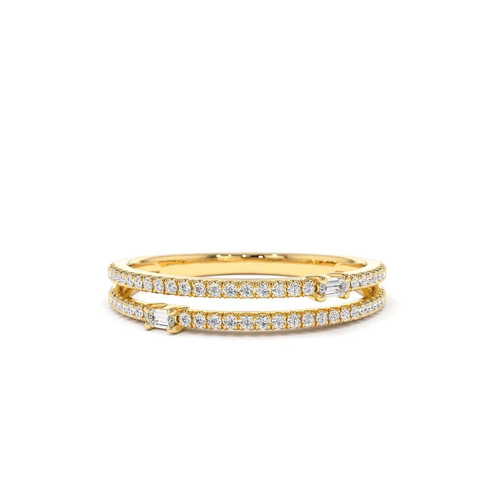 Unique Double Row Micro Pave Statement Ring in 14K Gold — view 1