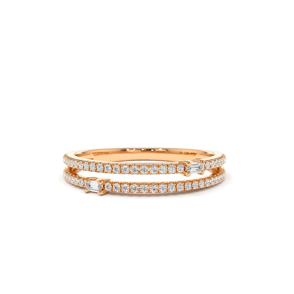 Unique Double Row Micro Pave Statement Ring in 14K Gold — view 4