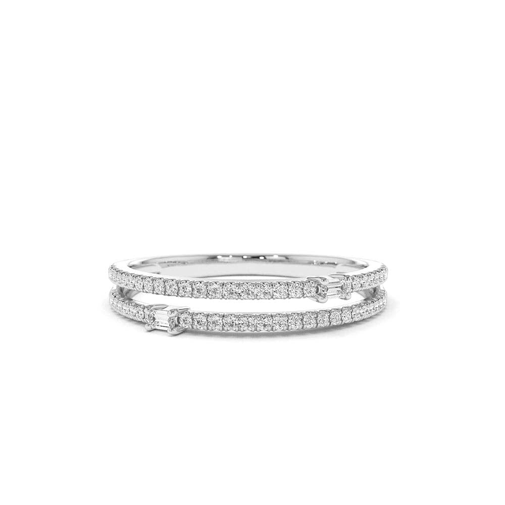 Unique Double Row Micro Pave Statement Ring in 14K Gold — view 3