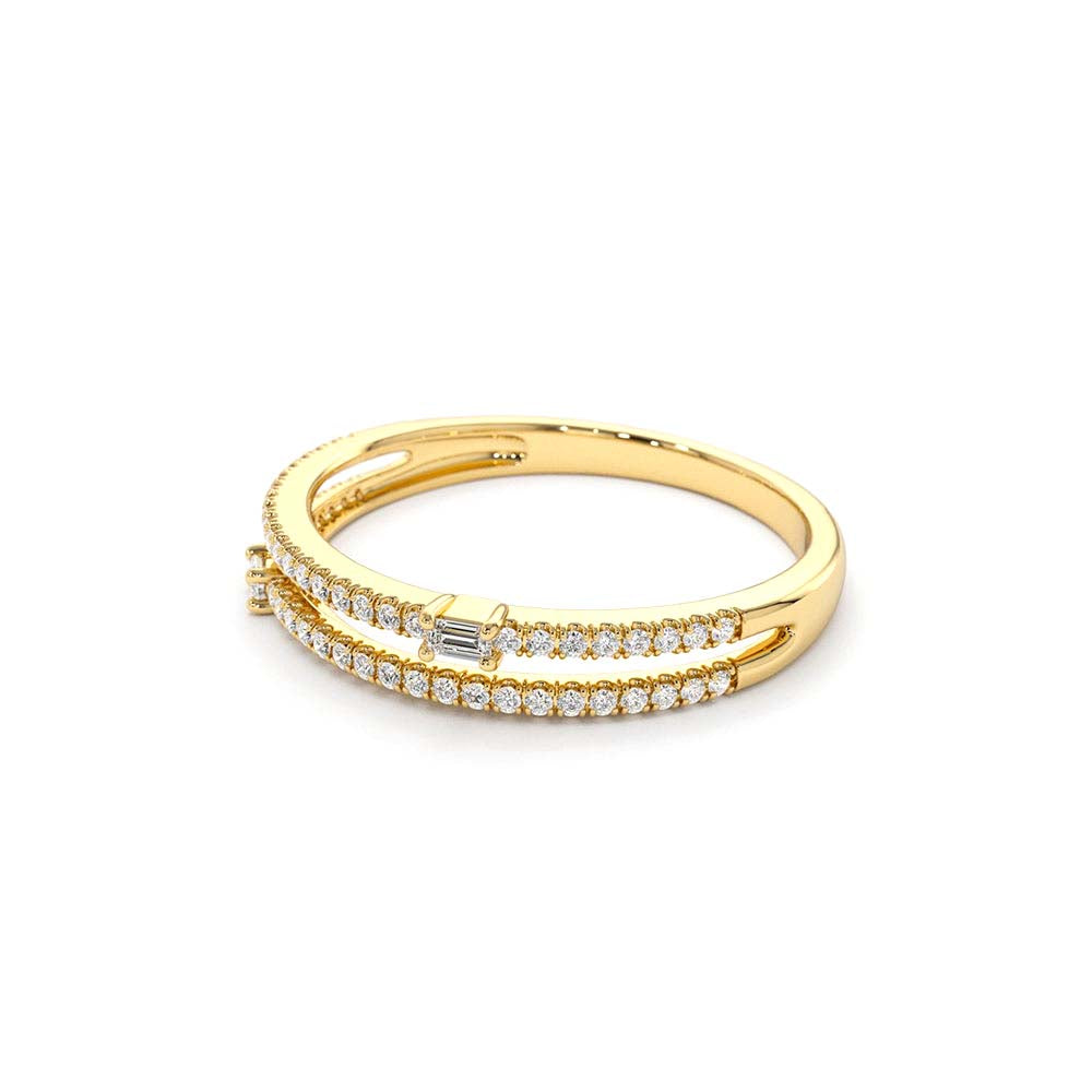 Unique Double Row Micro Pave Statement Ring in 14K Gold — view 2