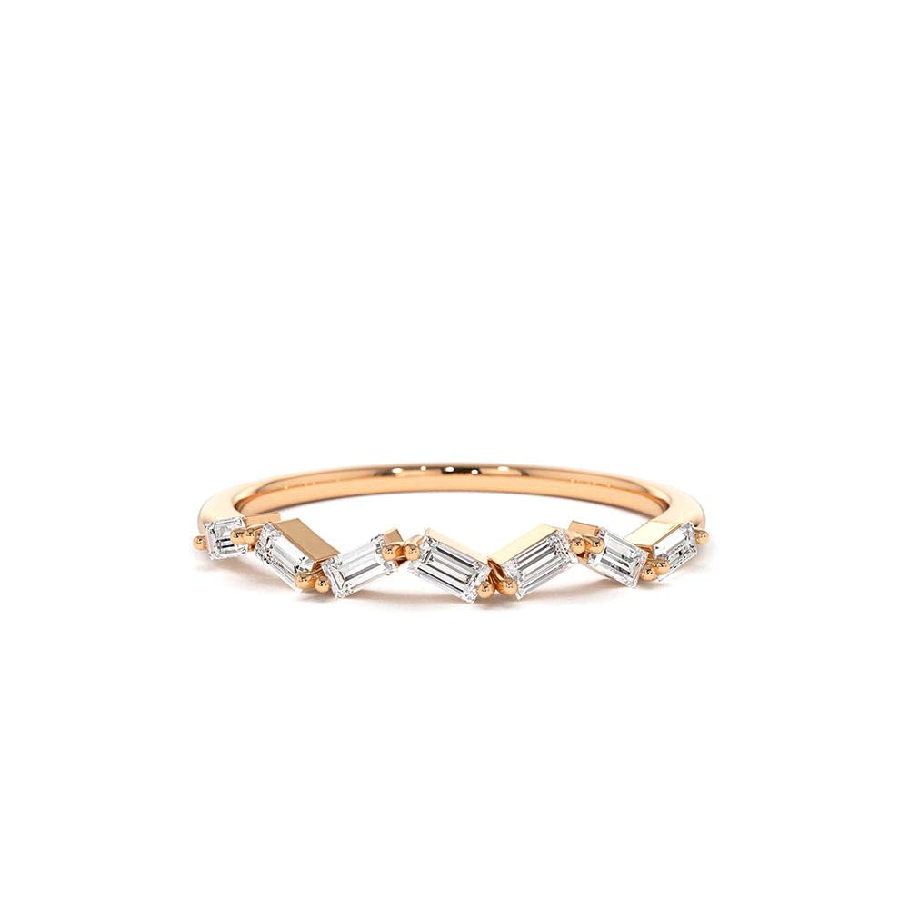 Slanted Baguette Diamond Stacking Ring in 14K Gold — view 5