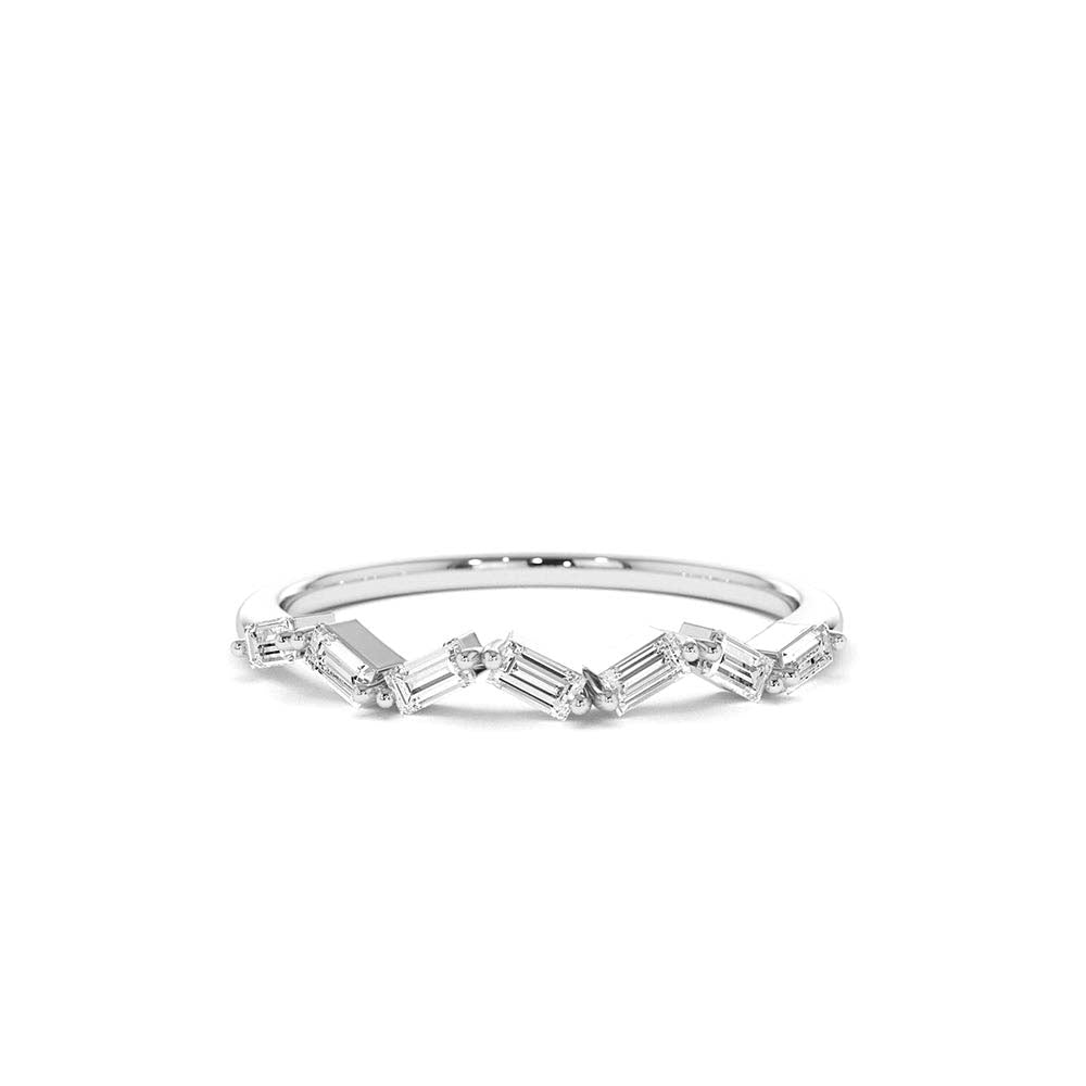Slanted Baguette Diamond Stacking Ring in 14K Gold — view 4