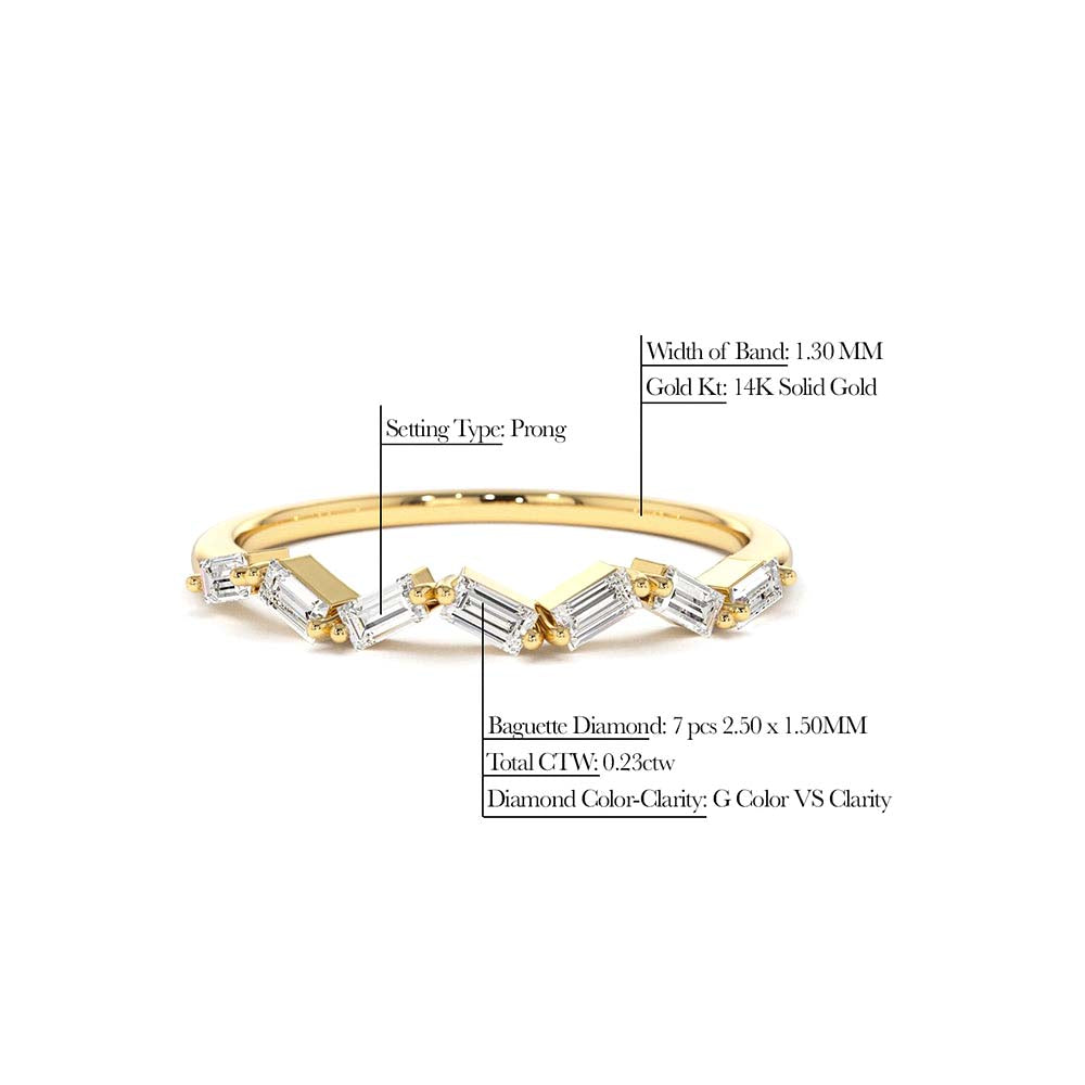 Slanted Baguette Diamond Stacking Ring in 14K Gold — view 2