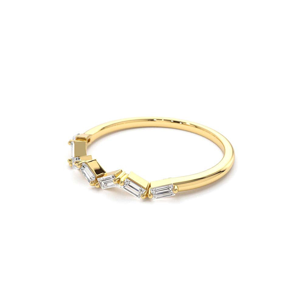 Slanted Baguette Diamond Stacking Ring in 14K Gold — view 3