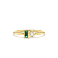 Baguette Emerald and Diamond Stackable Ring in 14K Gold — view 1