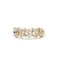 Two Row Marquise & Round Diamond Ring in 14K Gold — view 1