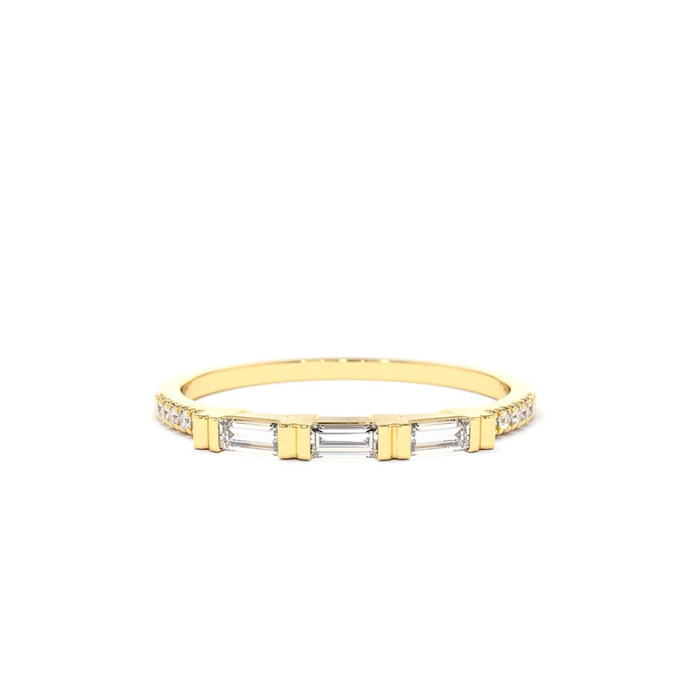 3 Baguette Matching Diamond Ring in 14K Gold — view 1