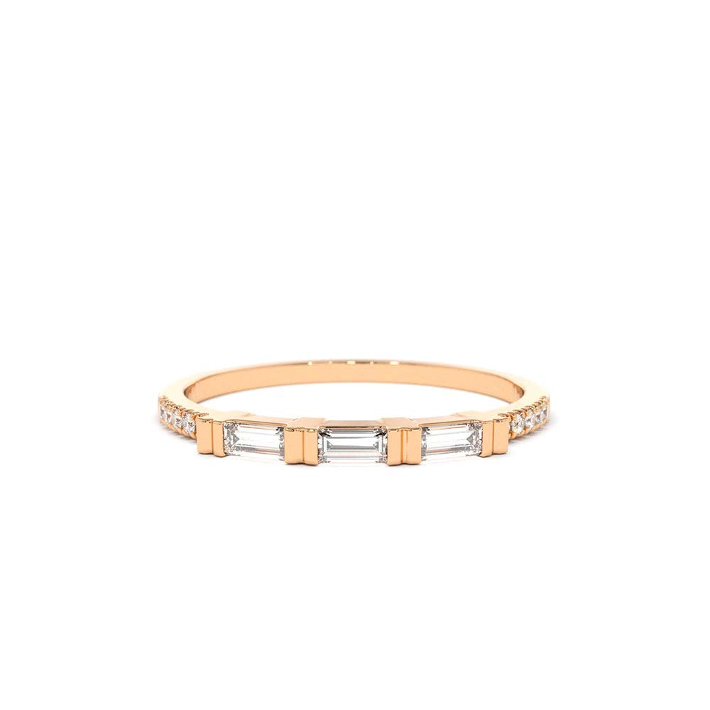 3 Baguette Matching Diamond Ring in 14K Gold — view 5
