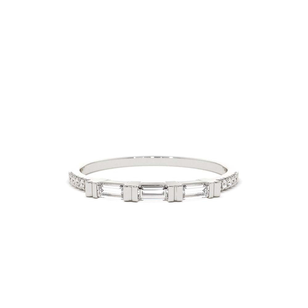 3 Baguette Matching Diamond Ring in 14K Gold — view 4