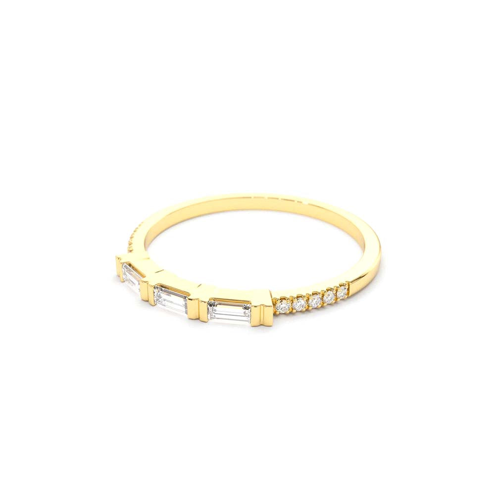 3 Baguette Matching Diamond Ring in 14K Gold — view 2