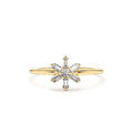 Baguette Diamond Flower Ring in 14K Gold — view 1