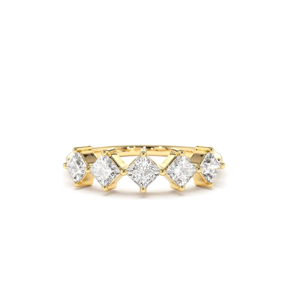 Princess Cut 5 Stone Diamond Wedding Ring in 14K Gold — view 1