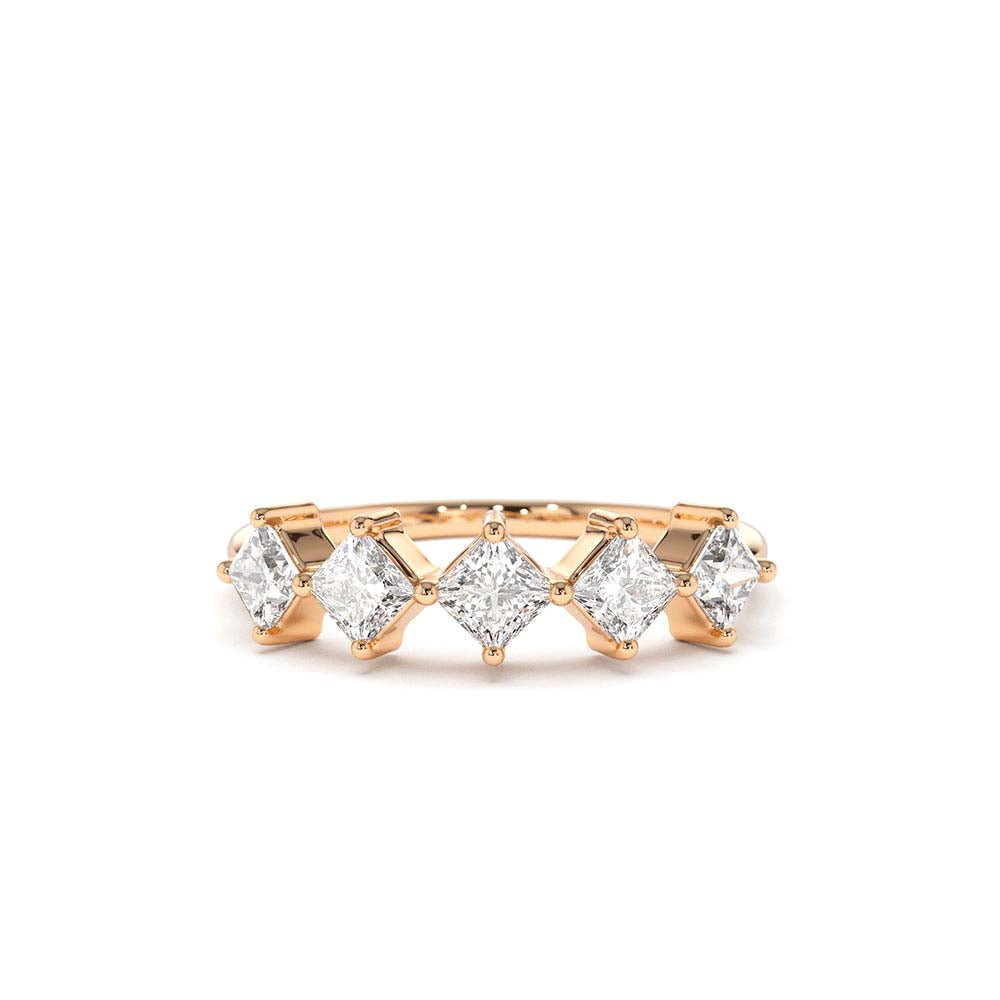 Princess Cut 5 Stone Diamond Wedding Ring in 14K Gold — view 4