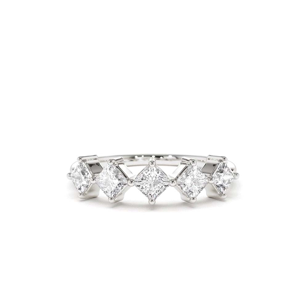 Princess Cut 5 Stone Diamond Wedding Ring in 14K Gold — view 3