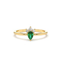 Mini Emerald and Diamond Ring in 14K Gold — view 1
