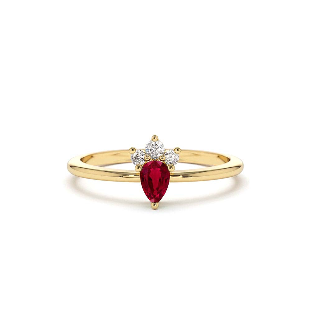 Mini Ruby and Diamond Ring in 14K Gold — view 1