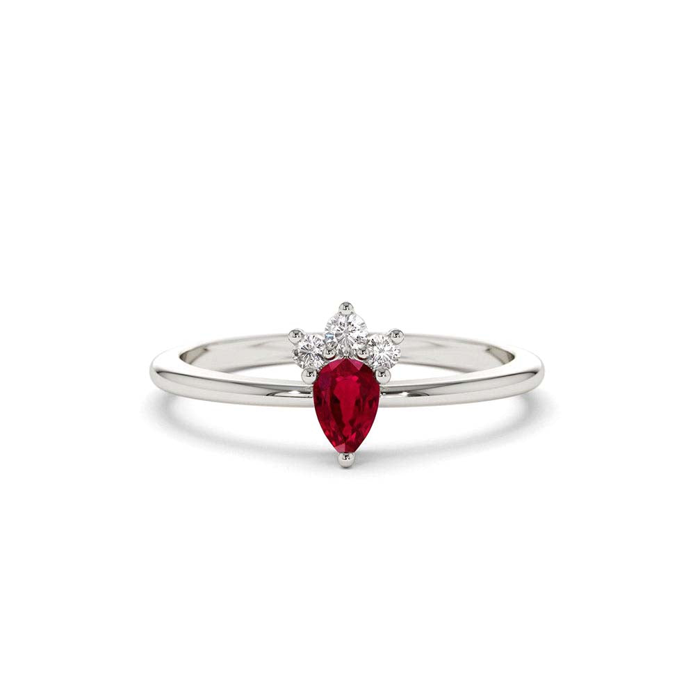 Mini Ruby and Diamond Ring in 14K Gold — view 3