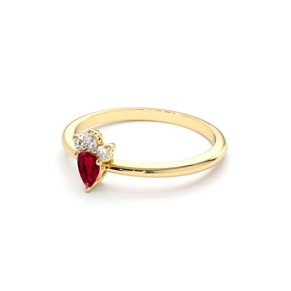 Mini Ruby and Diamond Ring in 14K Gold — view 2