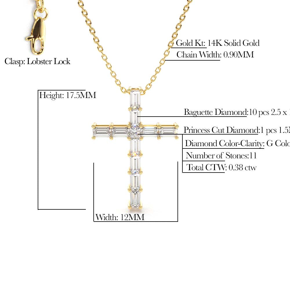Baguette Diamond Cross in 14K Gold — view 5