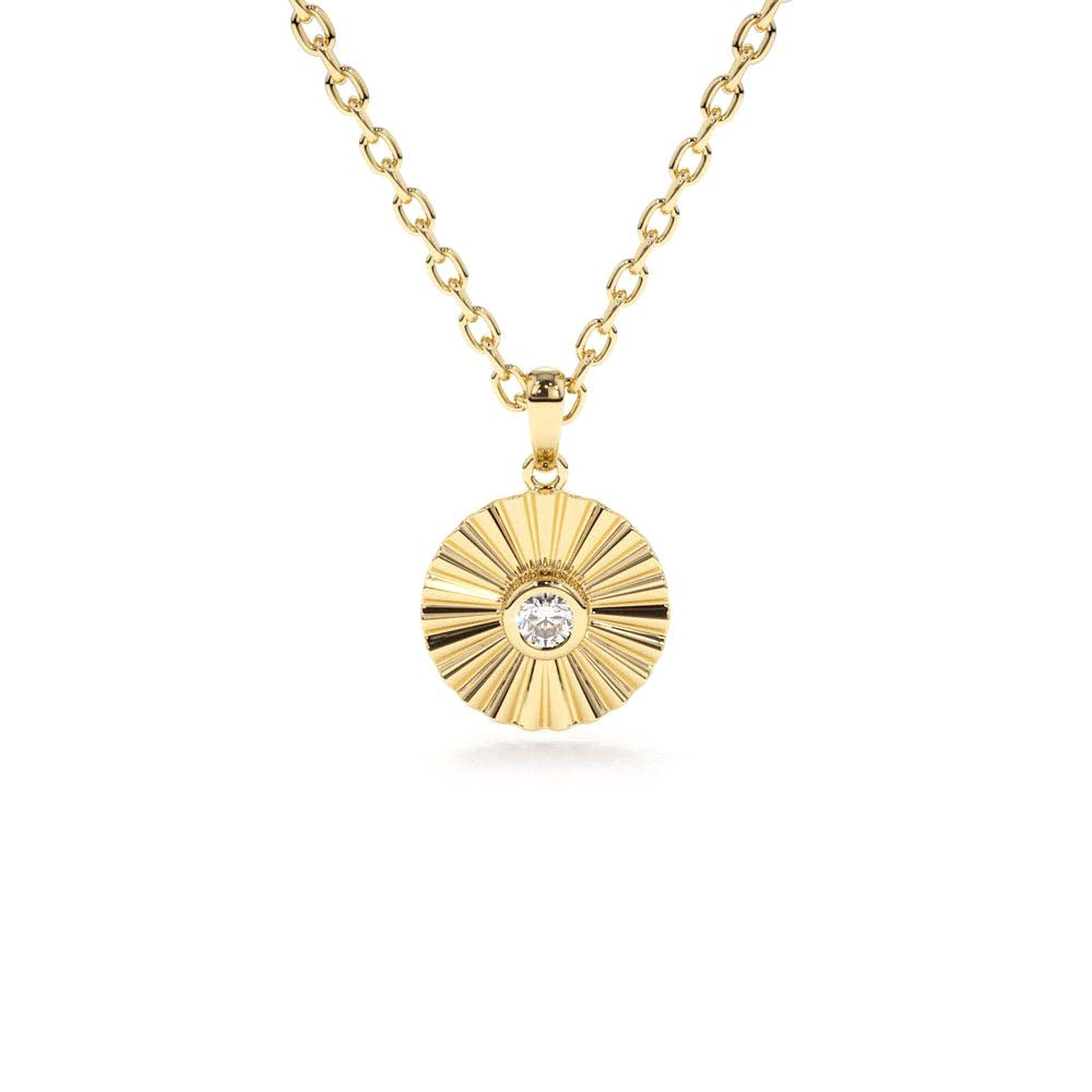 Diamond Disc Ray Necklace in 14K Gold — view 1