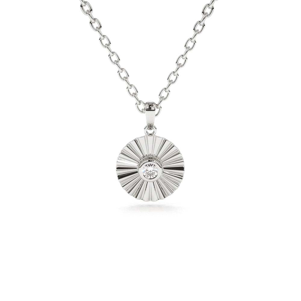 Diamond Disc Ray Necklace in 14K Gold — view 3