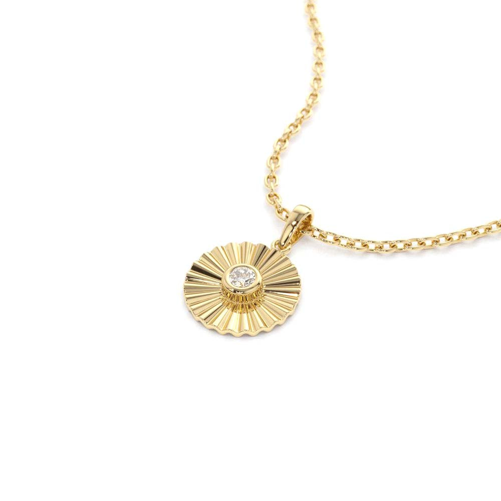 Diamond Disc Ray Necklace in 14K Gold — view 2