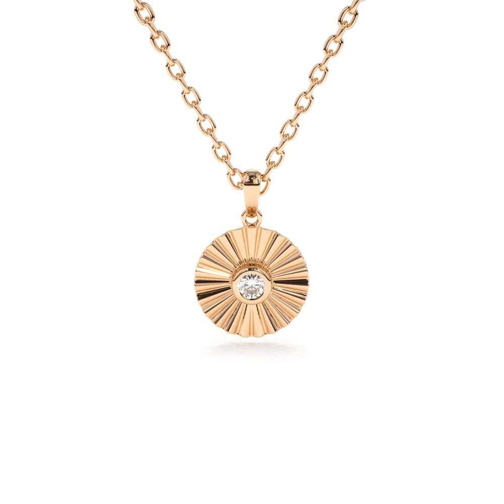 Diamond Disc Ray Necklace in 14K Gold — view 4