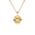 Hexagon Diamond Disc Ray Necklace in 14K Gold — view 1