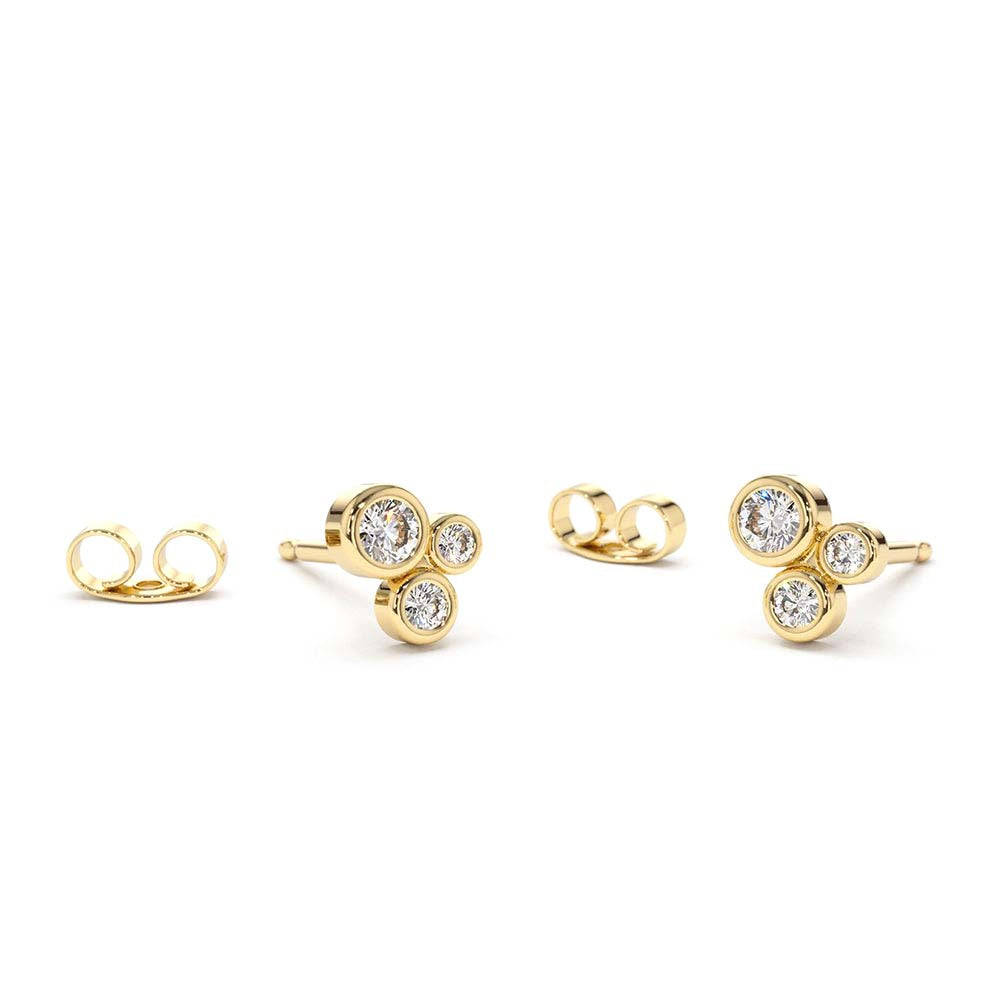 Graduated Diamond Stud Earrings in 14K Gold — view 1